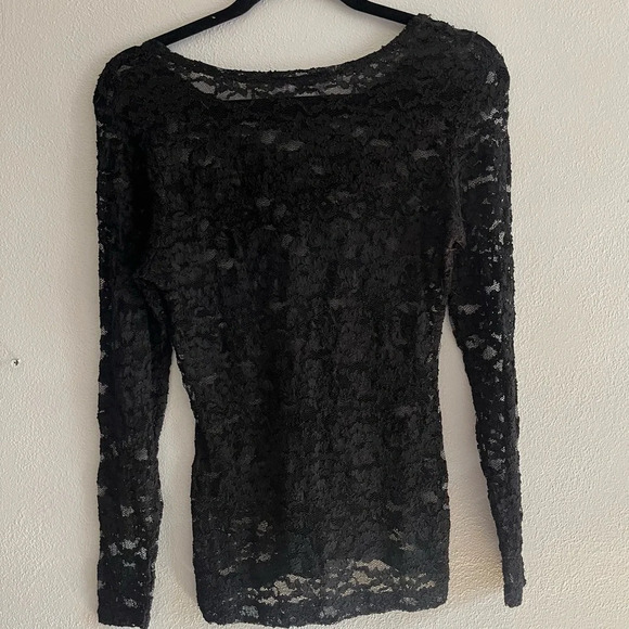 The Limited Black Sheer Long Sleeve Lace Top | Size Small - Picture 3 of 10